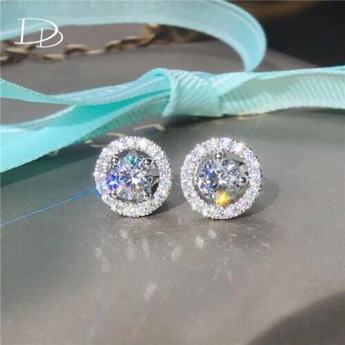 Round stud earring for women vintage shine crystal jewelry white 585 gold color vintage brinco Austrian crystal earrings De032