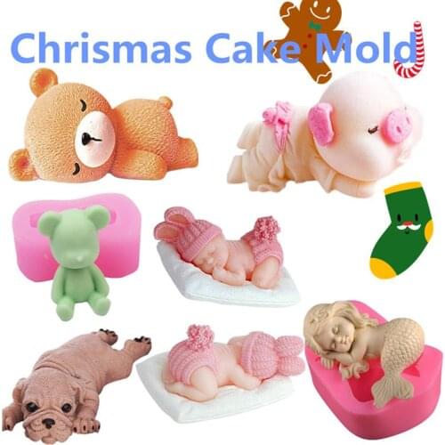 1Pcs 3D Sleeping Mermaid Silicone Mold Fondant Mould Mermaid Handmade Soap Mold Cake Mold Moulds for Soap making