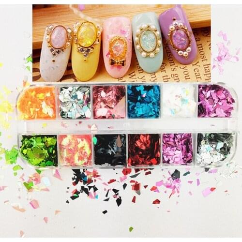 10g Nail Art Decorations Holographic AB Nail Glitter Flakes Shell Sparkly Sequins Irregular Paillette DIY Gel Polish Manicure