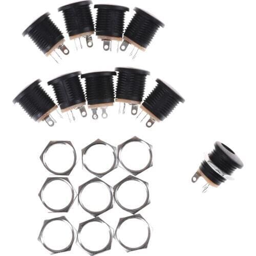 10Pcs 5.5*2.1/2.5*2.1mm Female Panel Mount Connector Plug Adapter 2 Terminal Types For DC Power Supply Jack Socket