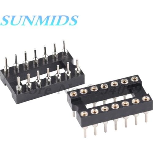 10pcs DIP-14 Round Hole 14 Pins 2.54MM DIP DIP14 IC Sockets 14 PIN 2.54 Adaptor Solder Type IC Connector