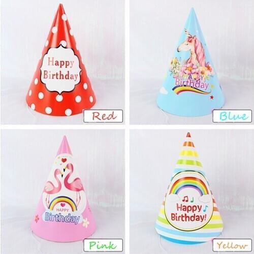 10 Pcs/Lot Birthday Party Hat For Children Rainbow Pointed Hat 19*14cm