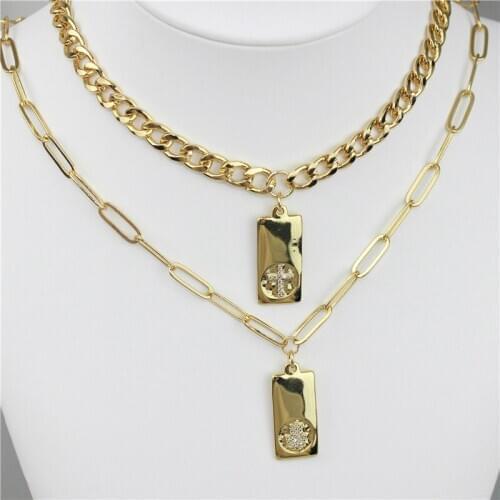 18inch 10pcs/lot New design cz charm necklace,cross/palm shape cz component,popular plated chain necklace wholesale