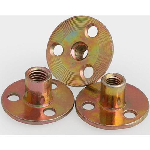 2pcs M8 M10 Iron plate nut furniture plywood on lock nut sofa foot lock galvanized three-hole nut Plate Head T-Nuts