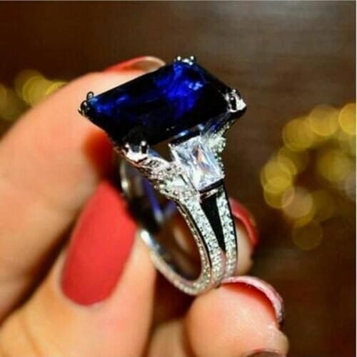 2020 Eiffel Tower 6ct Lab Sapphire diamond ring 925 Sterling Silver Engagement Wedding Band Rings for women Anniversary Jewelry