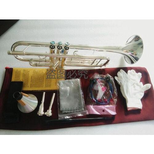 2020 Silver Plated Stradivarius Professional Bb Trumpet TR190S-37 Silver Plated Instrumentos Musicales Profesionales Mouthpiece