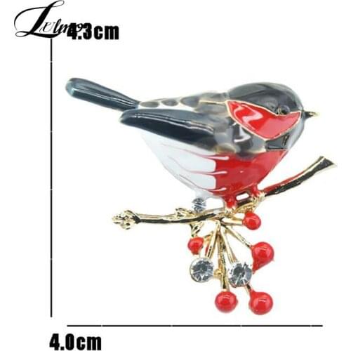2021 Multicolor Bird Brooch Pins Quality Enamel Ainmal Brooches New Year Designer Jewelry Gift Pyrrhula