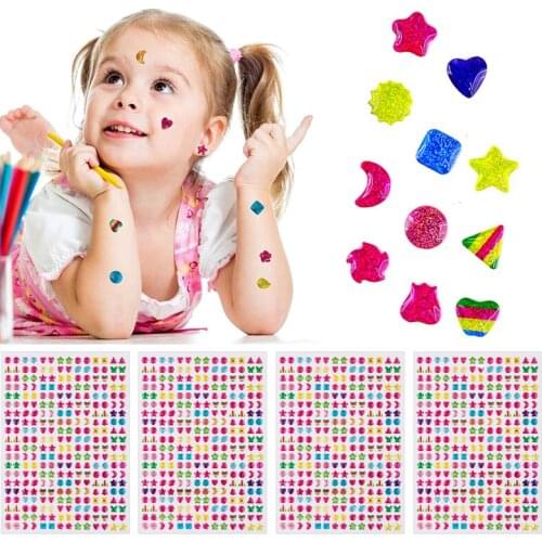 4 Sheets DIY Earrings 3D Gems Sticker Self-Adhesive Glitter Craft Crystal Makeup Toys Nail Ring Art Craft Stickers