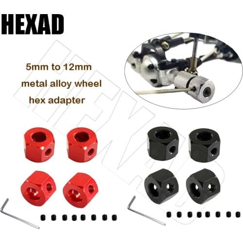 4PCS 5mm to 12mm Metal Combiner Wheel Hub Hex Adapter for WPL D12 C14 C24 B14 B16 MN D90 D91 RC Car Upgrade Parts