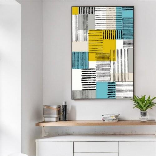 Abstract Retro Lines Patches Posters Scandinavian Style Canvas Painting Wall Art Pictures For Living Room Bedroom Study No Frame