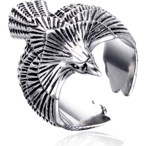 Vintage Alloy Eagle Charm Rings Creative Animal Adjustable Rings For Men Fashion Jewelry Accessories Gifts