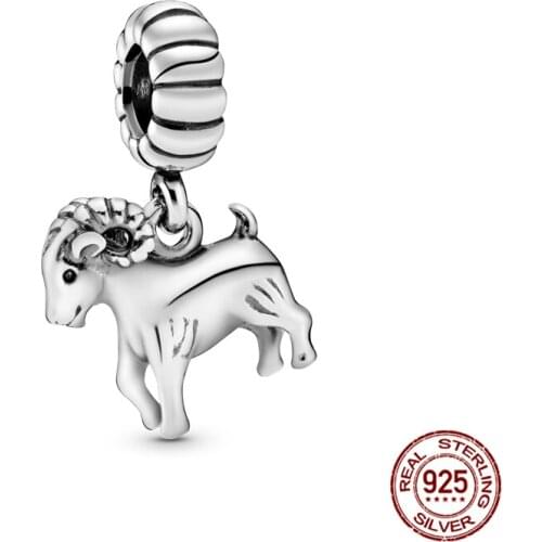 Authentic 925 Sterling Silver Zodiac Sign-Sheep Fit Original 3mm Bracelet&Bangle Making Fashion DIY Jewelry For Women