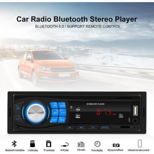 Car Radio 1 Din Car Radio Auto Audio Stereo FM Radio Bluetooth Stereo Player Remote Control SD USB AUX MP3 Player
