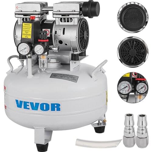 VEVOR Ultra Quiet Oil-Free Air Compressor 30L 40L Tank 850W Silent Air Compressor for Garage Workshop Clinic Home Repair
