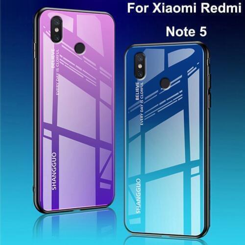 Gradient Tempered Glass phone case For Xiaomi Redmi Note 5 cases Back Cover shell 5.99'' For Redmi Note 5 Note5 coque capa