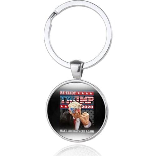Donald Trump 2020 Keep America Great Again Keychain President USA Creative Print Keyring Car Key Chain Commemorate Gift