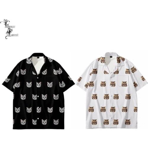 Cute Cat Nekoha 3D Printing Unisex Shirt Women/Men Casual Summer Short Sleeve Cool Loose Button Streetwear Overclothes 6XL