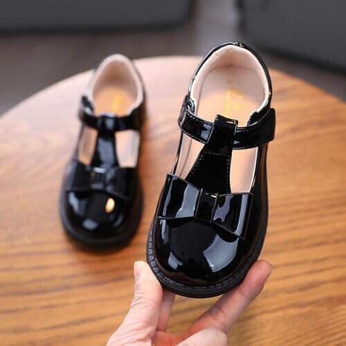 Hot Sale Girls Bow Flats Princess Single Shoes Girls Spring Comfortable Casual 2021 New Leather Summer Rubber Sole Shoes E589
