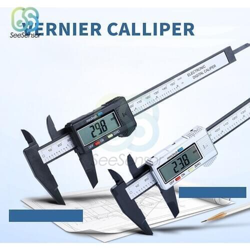 Measuring Tool LCD Electronic Carbon Fiber Digital Caliper 6" 150mm Measuring Instrument Vernier Calipers Micrometer