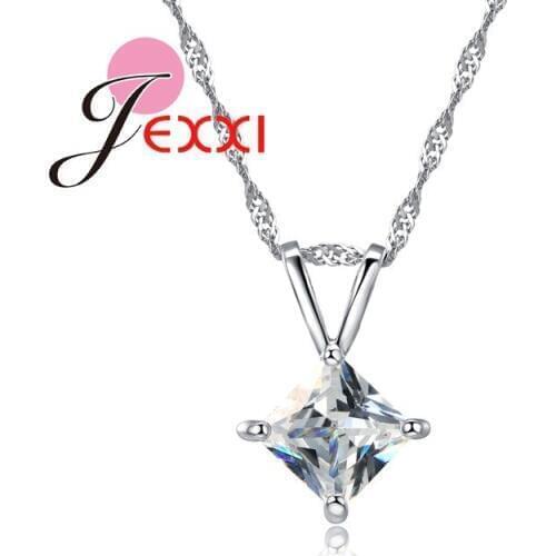 Exquistie Geometric Crystal Pendant Necklace Classic Cubic Zircon Necklaces Jewelry For Women Christmas Gift Accessories