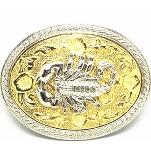 Western cowboy belt buckle silver gold scorpion unisex smooth buckle suitable for 4.0 belts
