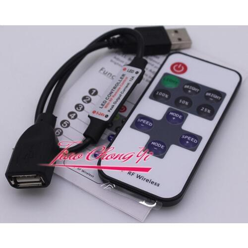 Mini USB 5V RF Wireless LED Controller Dimmer Remote Control For USB LED String
