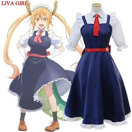 Miss Kobayashis Dragon Maid Tohru Cosplay Costume Kobayashi san Chi no Maid Dragon Dress Uniforms Halloween Party Wear
