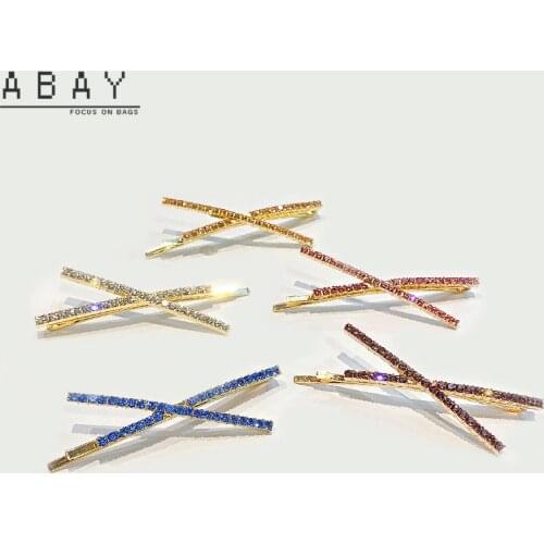 Fashion Women Crisscross Clip New Hot Selling Temperament Versatile Full Rhinestone Super Flash Color Top Clip Wholesale Trend