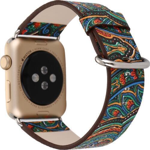 Fashion Floral Pattern Strap For Apple Watch Band 38mm 40mm 42mm 44mm Leather Bracelet Apple iWatch Band Series 2 3 4 5