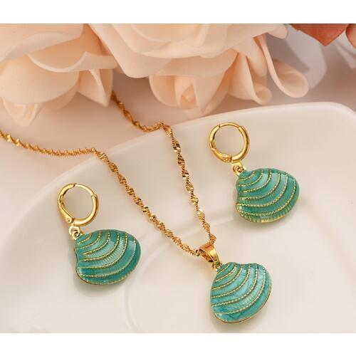 Gold Dubai PNG conch shell conch dangle Earrings Necklace Jewelry Sets for Women Girls Jewelry Wholesale accessories best gift
