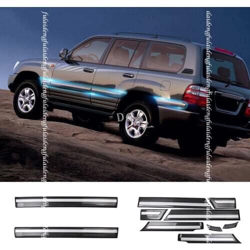 10pcs For Toyota Land Cruiser LC100 1998-2007 Gray Side Door Body Molding Cover Anticollision Trim Car Accessories
