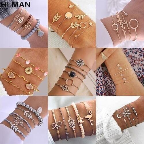 31 Style Boho Heart Initial Letters Infinity Evil Eyes Shell Crystal Beads Charm Jewelry Women Bracelets Fashion Tassel Links