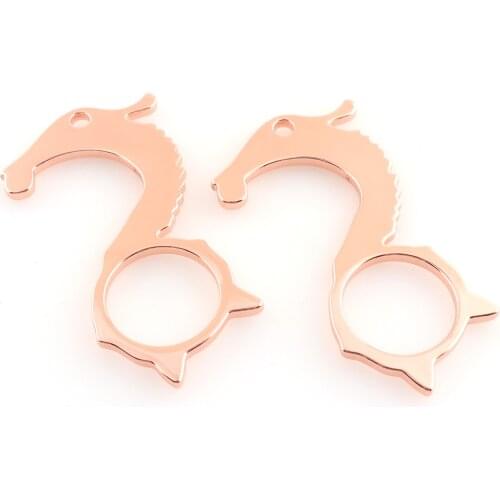 Zinc Alloy Door Opener Button Pusher Hook Hand Free Key Opener Door Handle Antimicrobial Contactless Touchless Tool