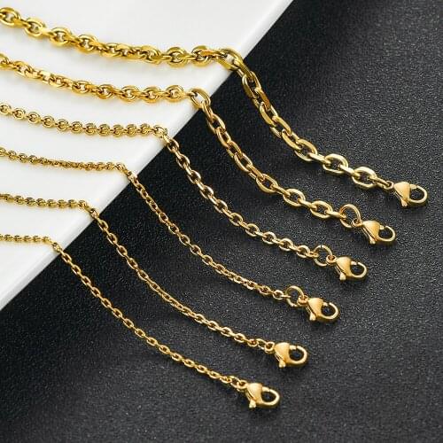 Width1.6/2/2.4/3/4/5mm Fashion Gold Color Stainless Steel Women Men Cuban Chain Oval Necklace High Quality Classic Jewelry