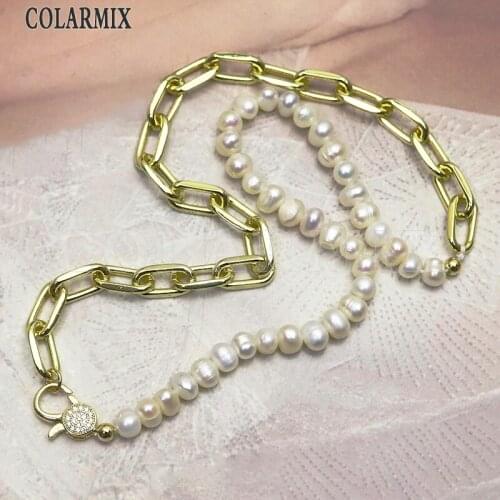 4 Strand 4-4mm pearls necklace women necklace Natural pearls link metal chain necklace jewelry chain 9797