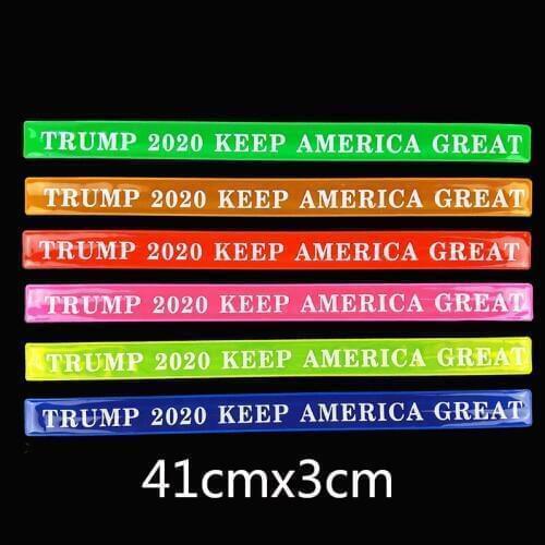 US Re-Election Trump for president 2020 MAGA Make America Great Keep America Great Reflective slap bands armbands bracelets