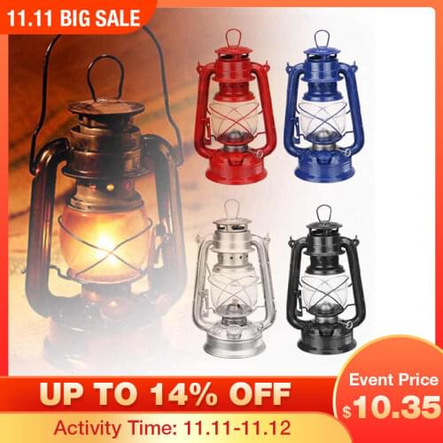 Portable Handheld Oil Lamp Iron Retro Style Candlestick Outdoor Lighting Home Decoration 4 Colors Lantern Kerosene Camping Lamp