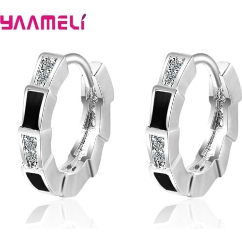 Fashion 925 Sterling Silver Hoops Earrings Rhinestone Circle Crystal Earrings For Women Girl Huggies Small Hoops Earing Jewelry