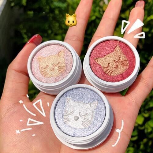 New Monochrome Cat Sandwich Eyeshadow Pearly Matte Waterproof Portable Beginner High Gloss Eyeshadow Support Wholesale