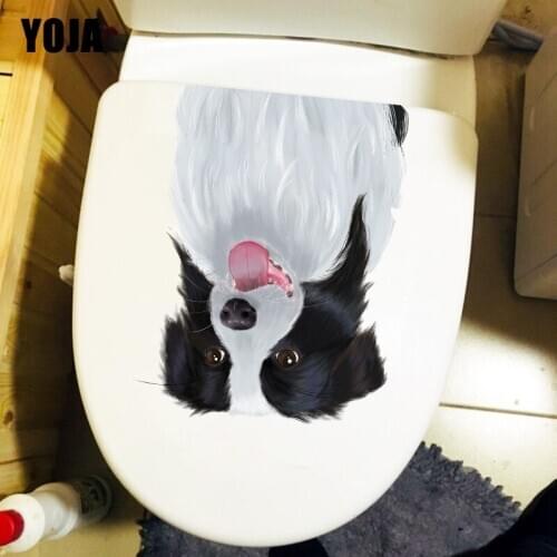 YOJA 20.7×26.8CM Border Collie Cartoon Home Wall Stickers Cute Pet Bathroom Toilet Decoration T1-2411