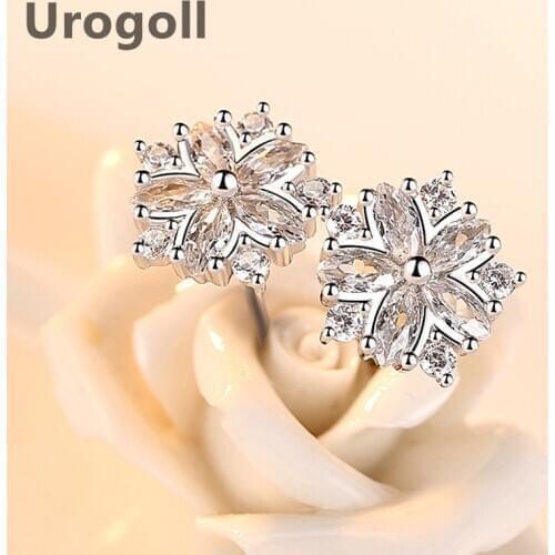 Fashion Women Earring 925 Sterling Silver Earrings Pink Cherry Blossom Flower Earrings Jewelry Accessories For Girl Dress Up