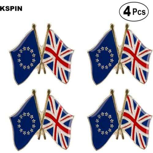 European Union United Kingdom Friendship Flag Pin Lapel Pin Badge Brooch Icons 4pcs