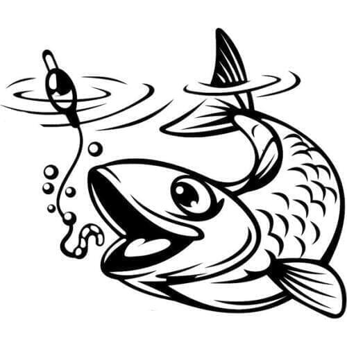 12.9CM*10.8CM Outdoor Fishing Vinyl Car Sticker Fashion Black/Silver S9-0193