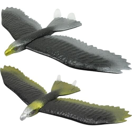 2PCS 57Cm EPP Foam Hand Thrower Throws Eagle Eagle Glider DIY Model Toy (Gold + Silver)
