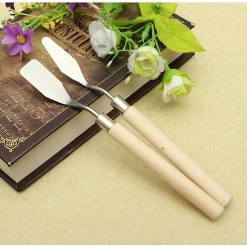 2 PCS Artist Painting Palette Knife Spatula Oil Painting Paint Art Craft Metal Spatula Perfect (Flat+Tip) Math set