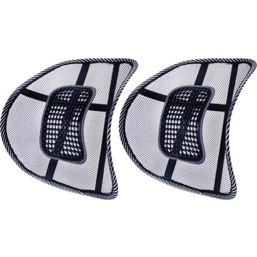 2Pcs Office Chair Car Seat Waist Back Support Massage Mesh Beads Cushion Pad Summer Seat Accessories