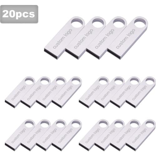 20pcs /lot Free logo USB Flash Drive Metal Pen Drive 128GB 64GB 32GB 16GB 8GB mini Pendrive USB 2.0 flash drive USB Memory Stick