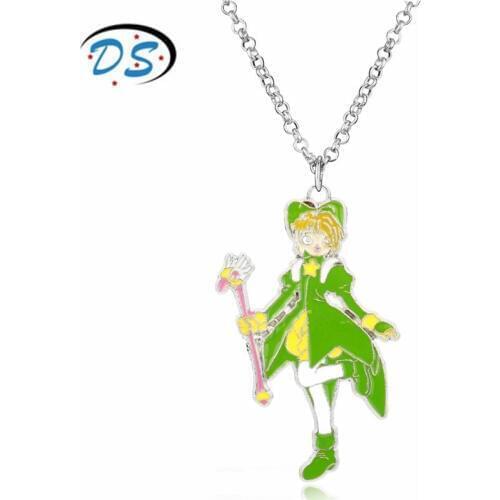 2018 Fashion Jewelry Card Captor Sakura Necklace Cartoon Anime Character Sakura Necklace Alloy Pendants Chain Necklace