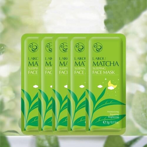 5Pcs Matcha Night Cream Sleeping Masks Anti wrinkle Face Mask Moisturizing Anti Aging Firming Brightening Face Cream Skin Care