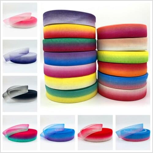 5yards/Lot 25mm Printed Gradient Color Organza Ribbon For Bow Christmas Wedding Decoration DIY Sewing Crafts Gift wrapping